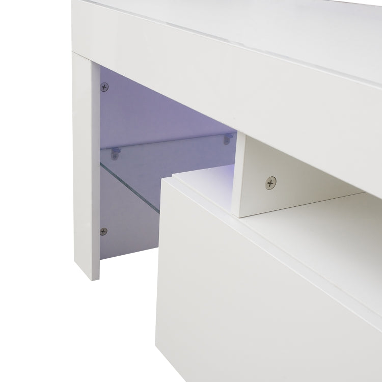 [US Warehouse] Large Entertainment TV Base Stand Cabinet with LED Light, Size: 51.2x13.8x17.7 inch(White)