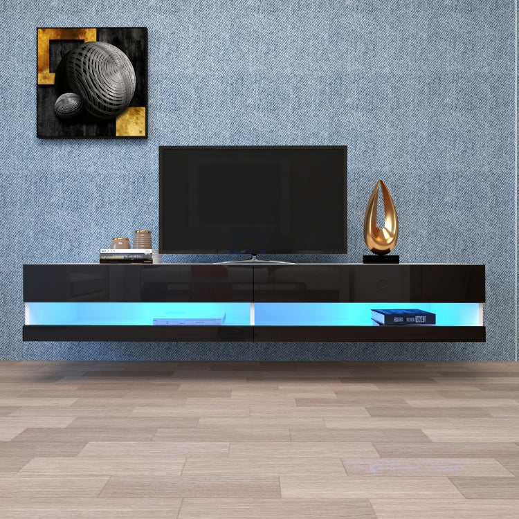 [US Warehouse] Wall Mounted Floating TV Stand Cabinet with LED Light, Size: 70.9x16.5x11.8 inch(Dark Grey+MDF)