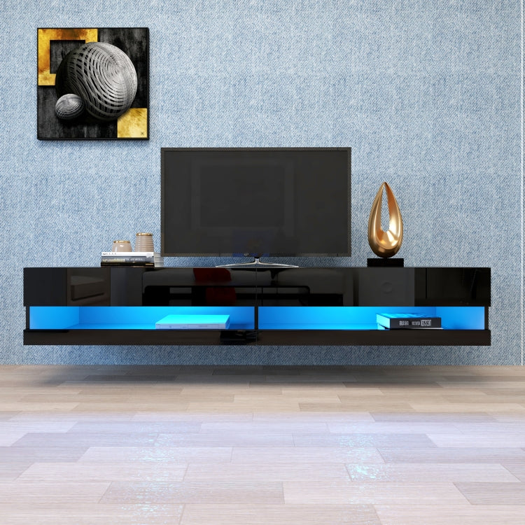 [US Warehouse] Wall Mounted Floating TV Stand Cabinet with LED Light, Size: 70.9x16.5x11.8 inch