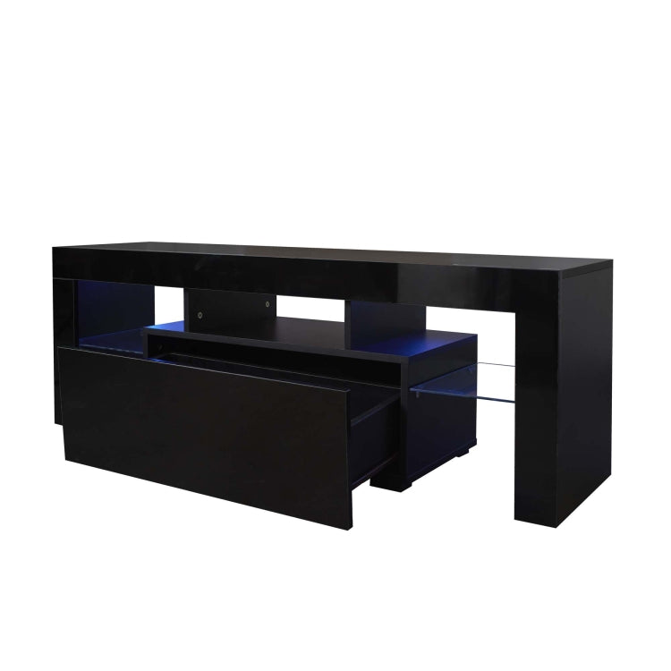 [US Warehouse] Simpleness Creative Furniture High-Gloss TV Cabinet with LED RGB Lights, Size: 51.2x13.8x17.7 inch(Black+MDF)