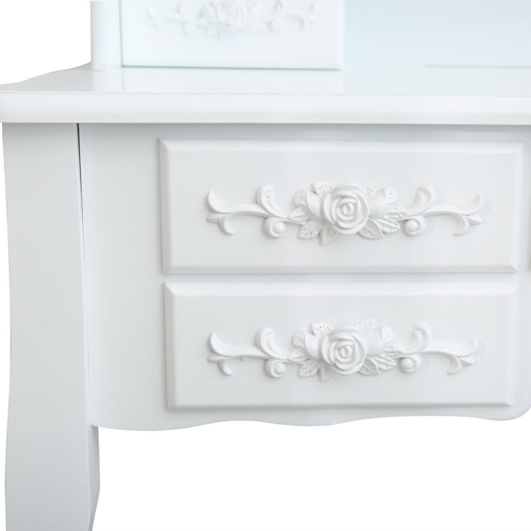 [US Warehouse] MDF Three-fold Mirror Dressing Table Set with Seven Drawers, Size: 90x40x147cm