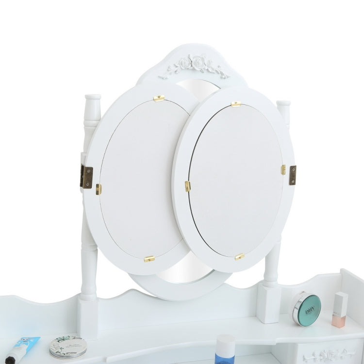 [US Warehouse] MDF Three-fold Mirror Dressing Table Set with Seven Drawers, Size: 90x40x147cm