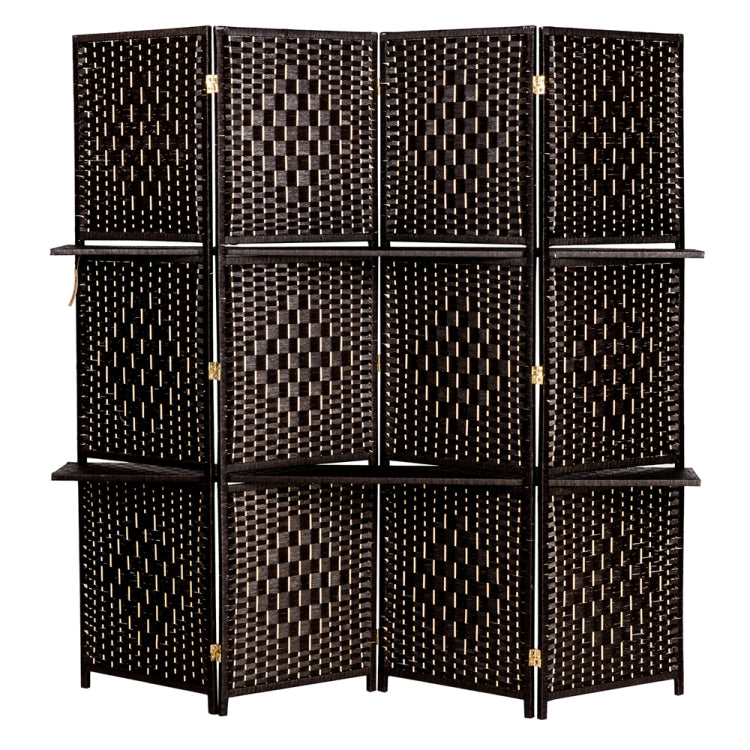 [US Warehouse] Rattan Paper Rope Woven Four Folds Chinese Style Screen