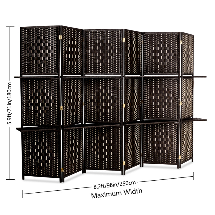 [US Warehouse] Rattan Paper Rope Woven Six Folds Chinese Style Screen