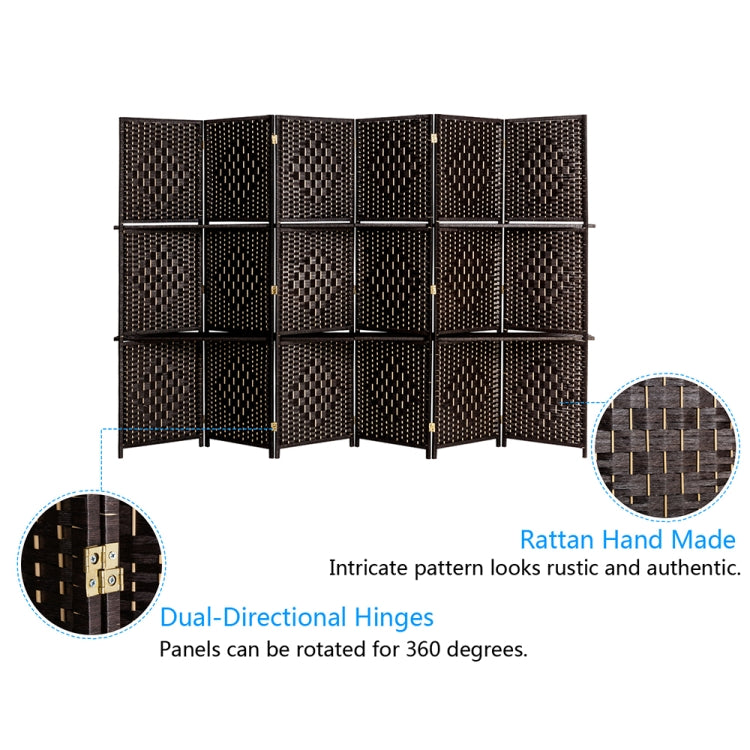 [US Warehouse] Rattan Paper Rope Woven Six Folds Chinese Style Screen