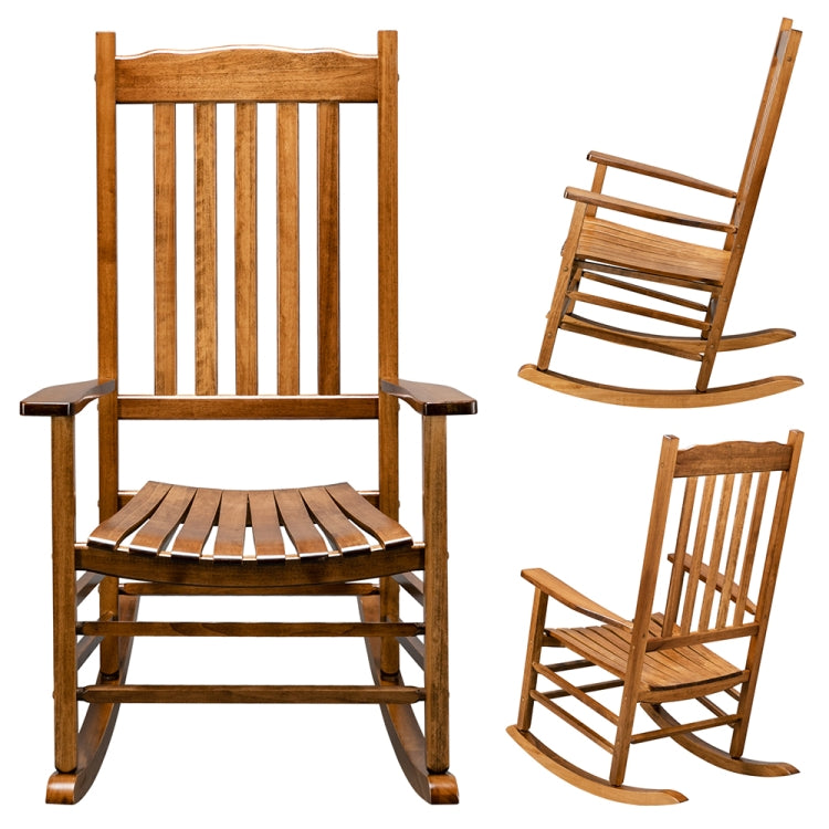 [US Warehouse] Wooden Rocking Chair with Wavy Backrest, Size: 46 x 33.8 x 24.4 inch