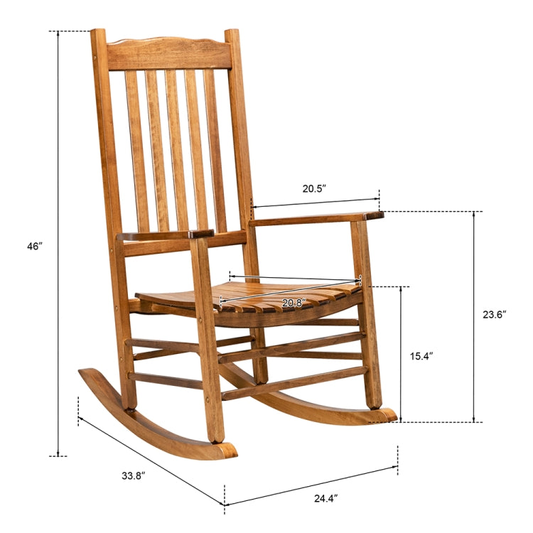 [US Warehouse] Wooden Rocking Chair with Wavy Backrest, Size: 46 x 33.8 x 24.4 inch