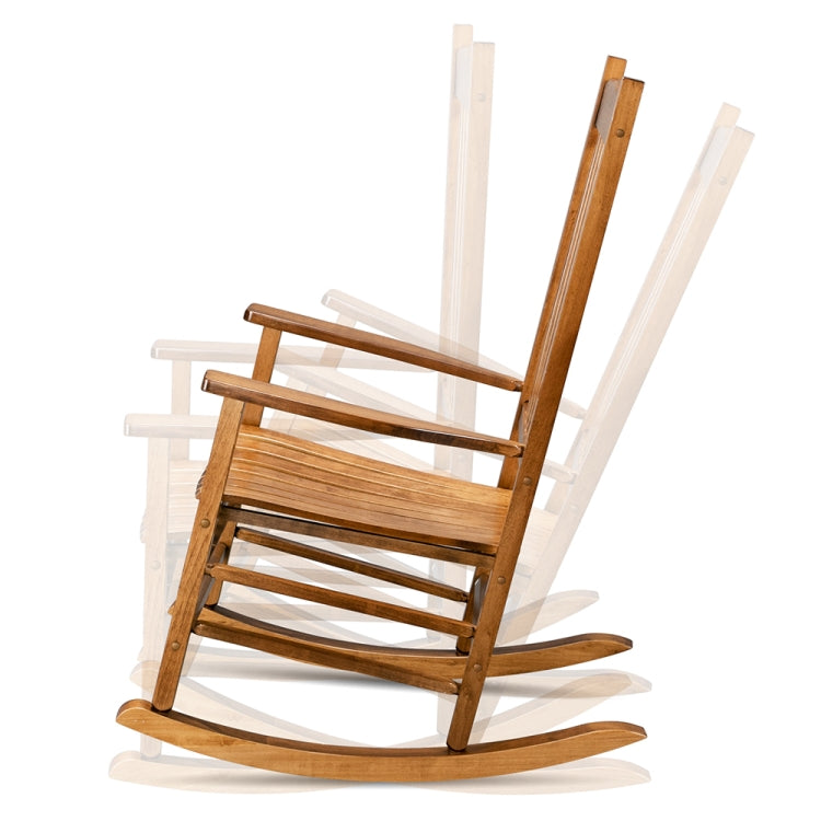 [US Warehouse] Wooden Rocking Chair with Wavy Backrest, Size: 46 x 33.8 x 24.4 inch