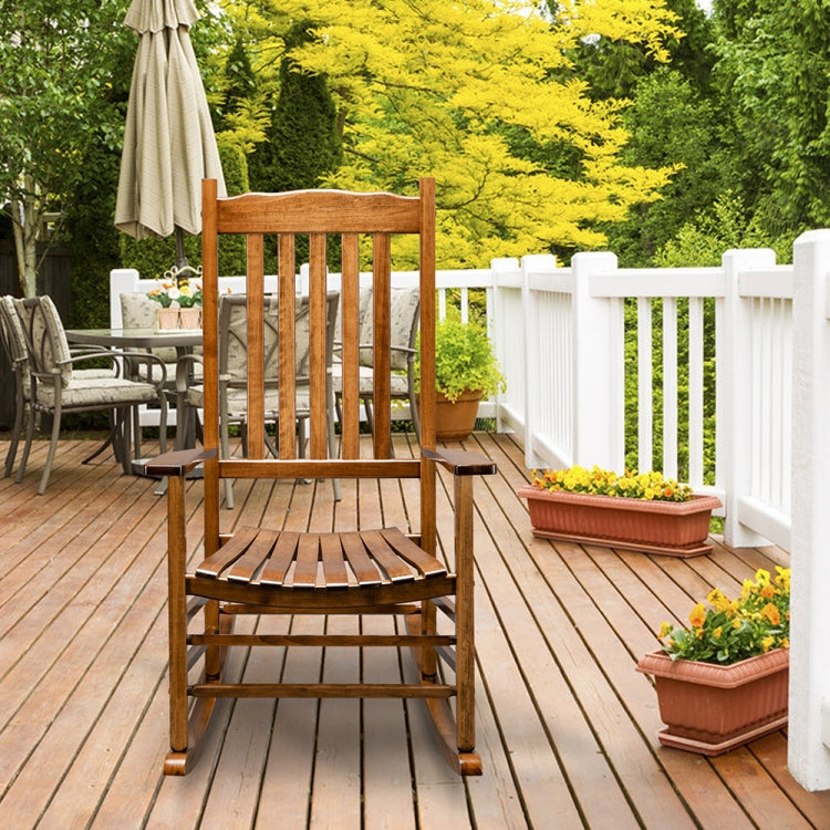 [US Warehouse] Wooden Rocking Chair with Wavy Backrest, Size: 46 x 33.8 x 24.4 inch