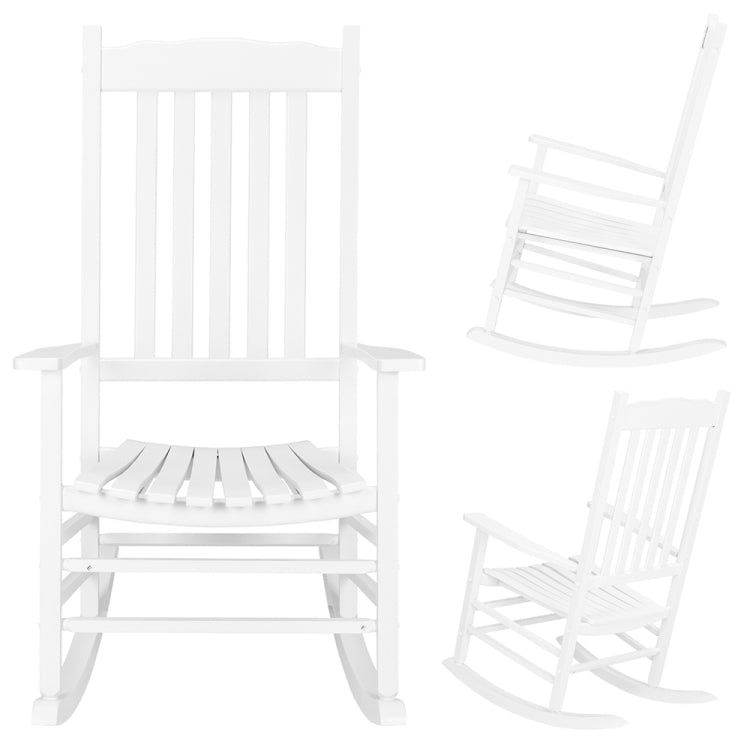 [US Warehouse] Wooden Rocking Chair with Wavy Backrest, Size: 46 x 33.8 x 24.4 inch