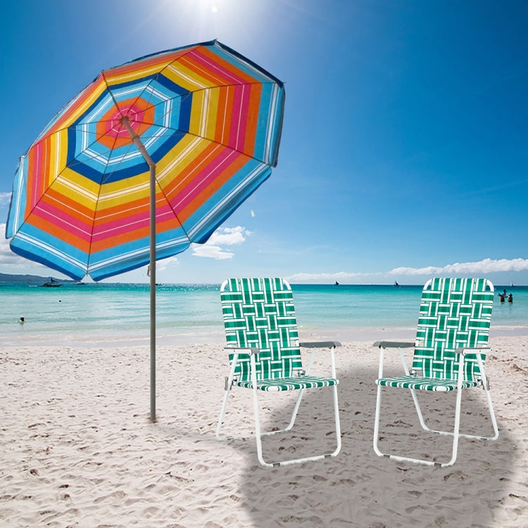 [US Warehouse] 2 PCS PP Webbing Check Pattern Foldable Beach Chair, Size: 37.4 x 22 x 22 inch(Light Green)