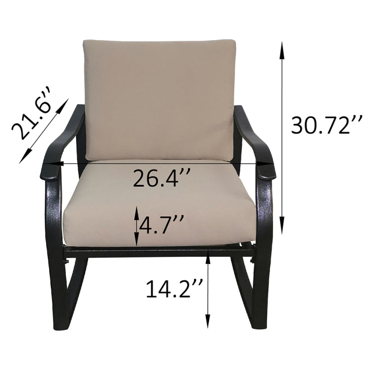 [US Warehouse] 3 in 1 Metal Coffee Table + 2 Rocking Chairs Outdoor Furniture Set