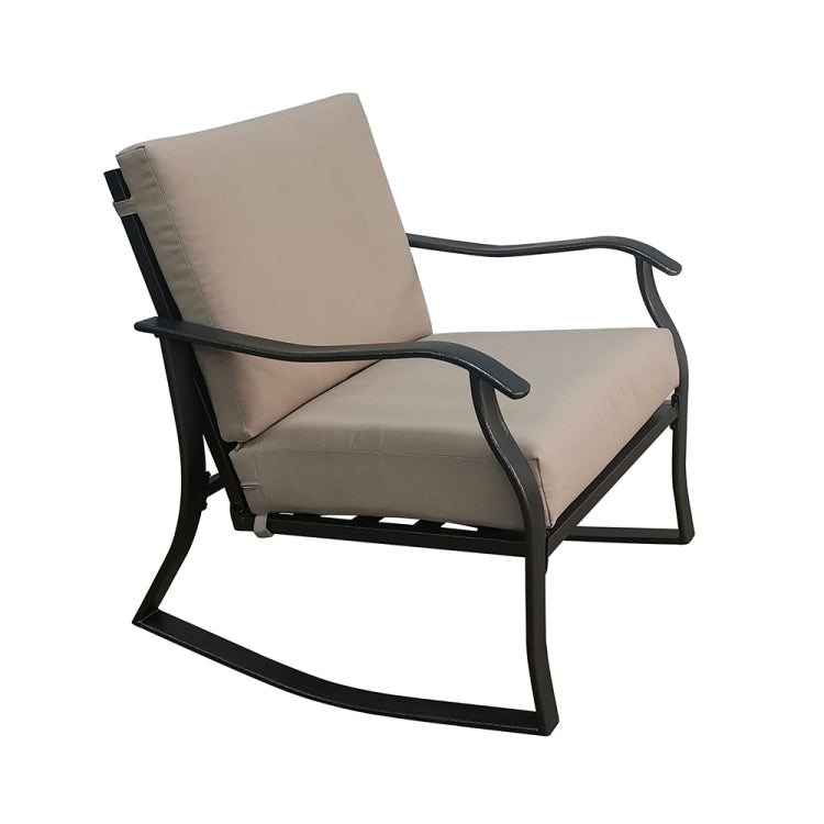 [US Warehouse] 3 in 1 Metal Coffee Table + 2 Rocking Chairs Outdoor Furniture Set