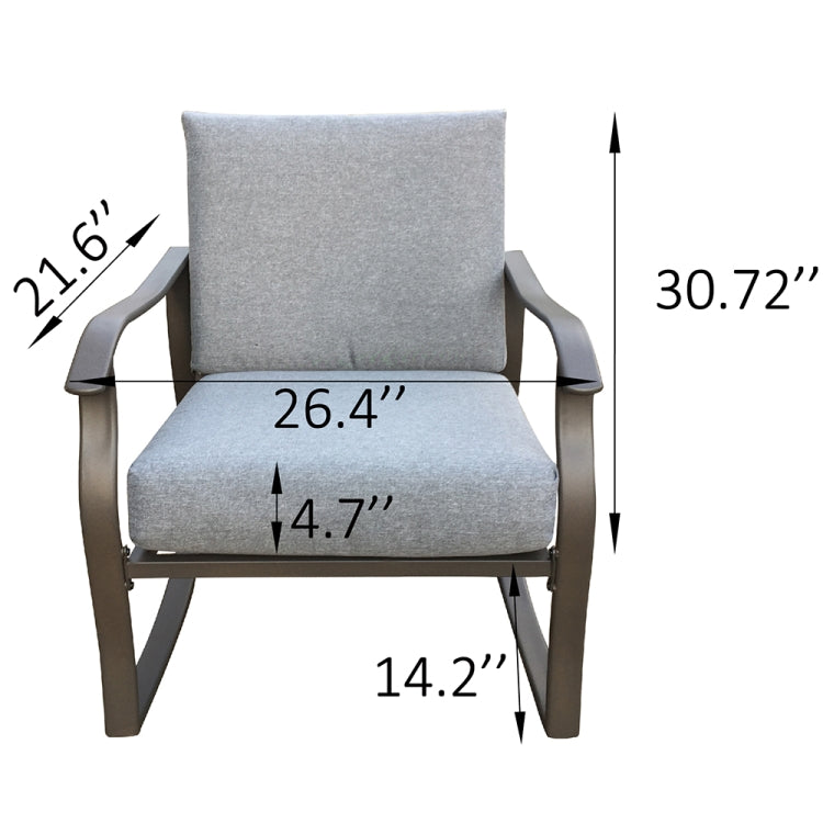 [US Warehouse] 3 in 1 Metal Coffee Table + 2 Rocking Chairs Outdoor Furniture Set