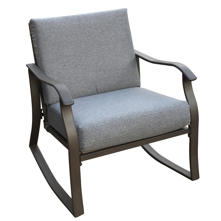 [US Warehouse] 3 in 1 Metal Coffee Table + 2 Rocking Chairs Outdoor Furniture Set