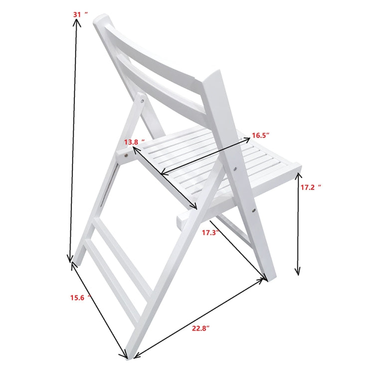 [US Warehouse] 4 PCS Slatted Solid Wood Folding Chair, Size: 31 x 22.8 x 15.6 inch