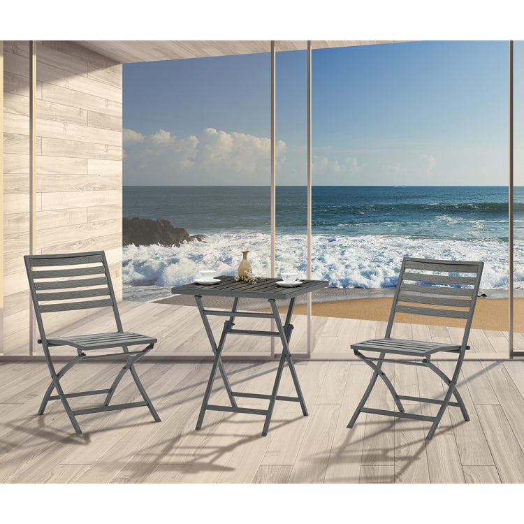 [US Warehouse] 2 PCS Slatted Plastic Wood Folding Chair, Size: 80 x 61 x 46cm
