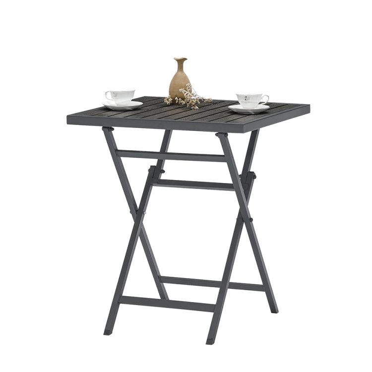 [US Warehouse] Slatted Plastic Wood Folding Table, Size: 70 x 60 x 60cm