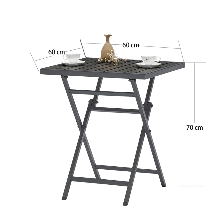 [US Warehouse] Slatted Plastic Wood Folding Table, Size: 70 x 60 x 60cm