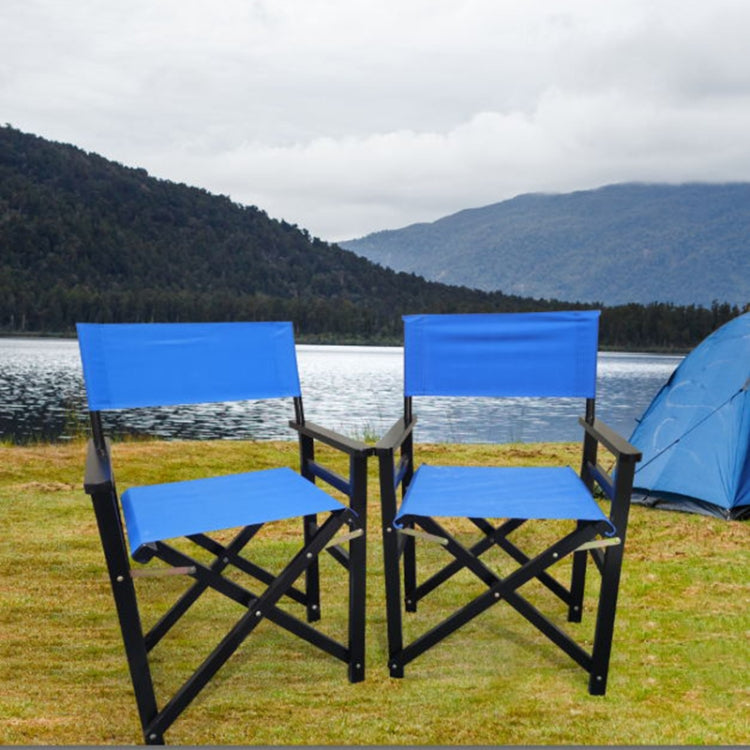 [US Warehouse] 2 PCS Wooden Canvas Folding Chair Director Chair, Size: 36 x 23 x 20 inch