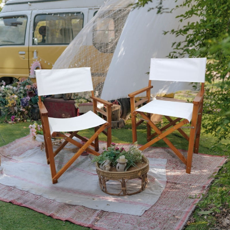 [US Warehouse] 2 PCS Wooden Canvas Folding Chair Director Chair, Size: 36 x 23 x 20 inch