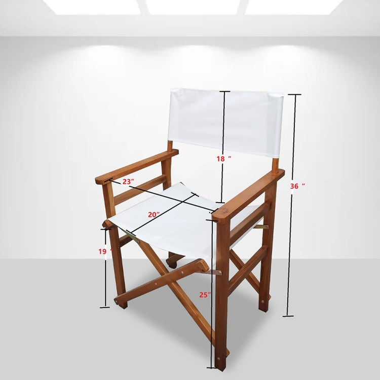[US Warehouse] 2 PCS Wooden Canvas Folding Chair Director Chair, Size: 36 x 23 x 20 inch