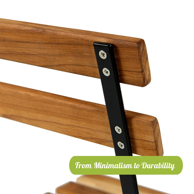 [US Warehouse] 3 in 1 Slatted Solid Wood Folding Table and Chair Set with Waterproof Cushion