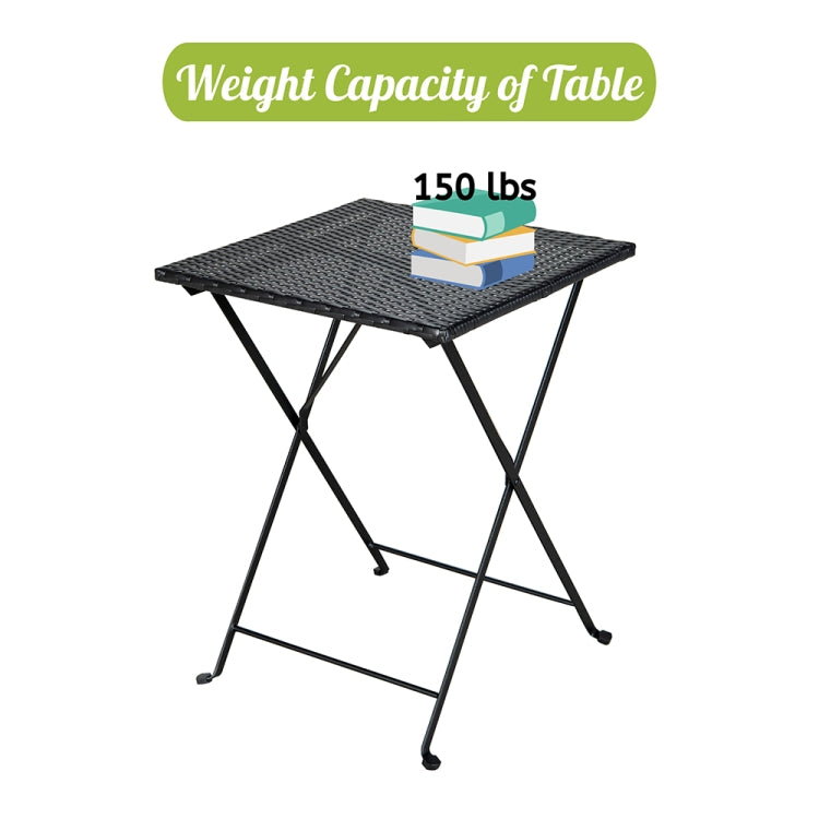 [US Warehouse] 3 in 1 PE Wicker Rattan Folding Table and Chairs Set with 2 Cushions
