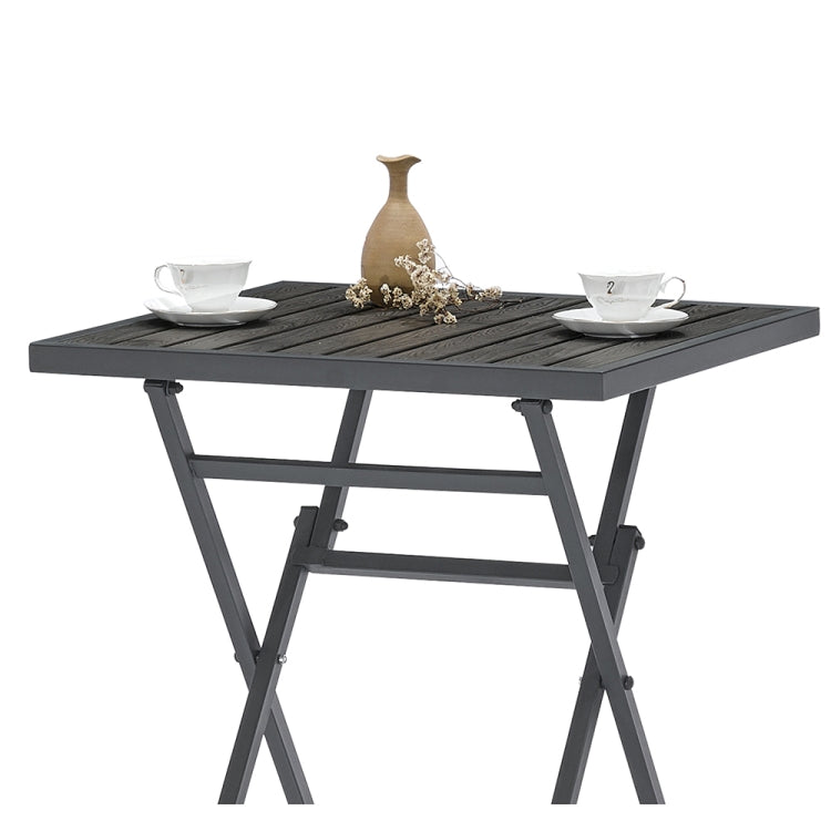 [US Warehouse] 3 in 1 Slatted Plastic Wood Folding Table and Chairs Set