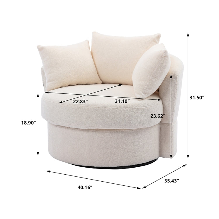 [US Warehouse] Barrel-shaped Cushioned Swivel Chair, Dimensions: 40.16 x 35.43 x 31.5 inch