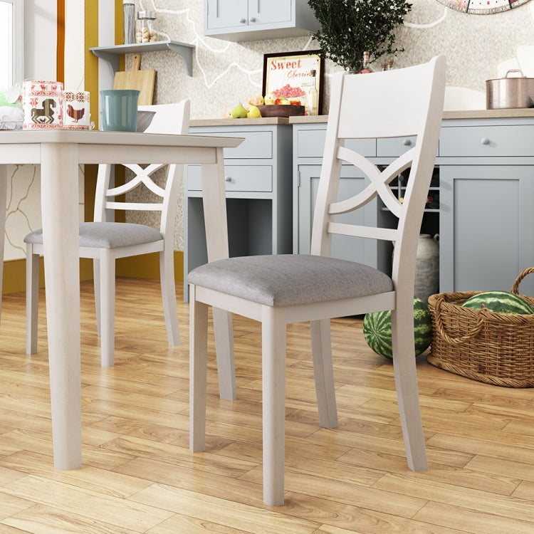 [US Warehouse] 4 PCS Antique Wooden Kitchen Dining Room Upholstered Chair, Size: 38 x 18.9 x 18.1 inch