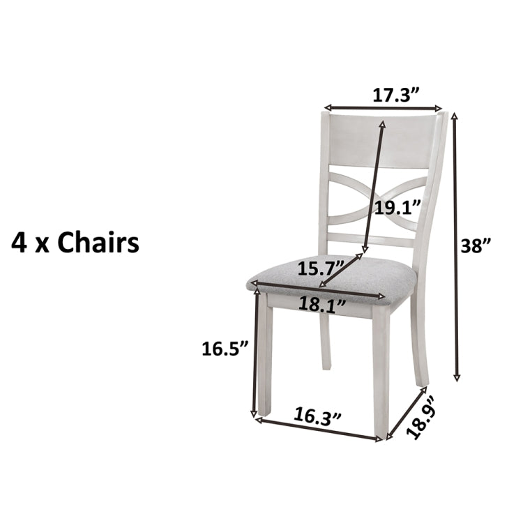 [US Warehouse] 4 PCS Antique Wooden Kitchen Dining Room Upholstered Chair, Size: 38 x 18.9 x 18.1 inch