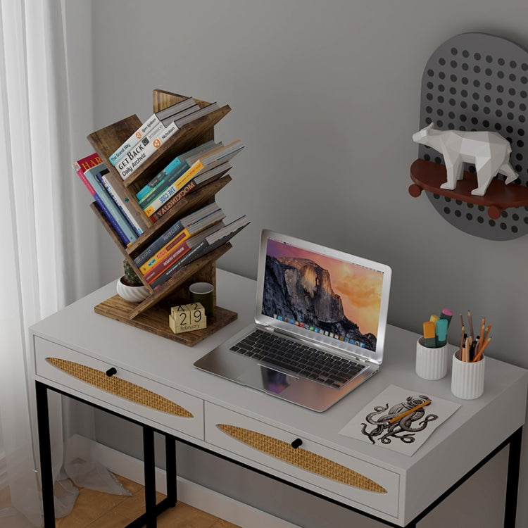 [US Warehouse] 4-Tier Wooden Mini Tree Desktop Bookshelf, Size: 21.65x11.81x7.09 inch