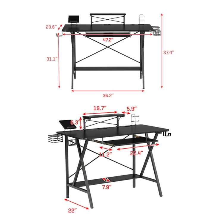 [US Warehouse] 47 inch Home Office Gaming Table E-Sports Computer Desk (Black)