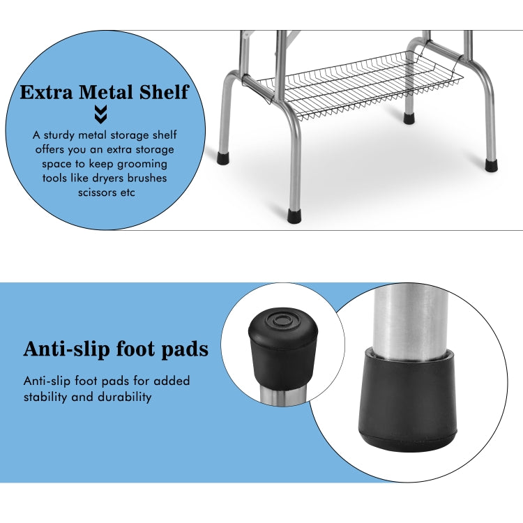 [UK Warehouse] Portable Adjustable Stainless Steel Dog Grooming Table Dresser, Size: 90x60x76cm
