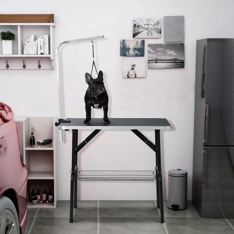 [UK Warehouse] Portable Adjustable Stainless Steel Dog Grooming Table Dresser, Size: 76x46x76cm