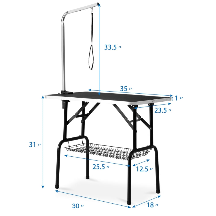 [UK Warehouse] Portable Adjustable Stainless Steel Dog Grooming Table Dresser, Size: 76x46x76cm