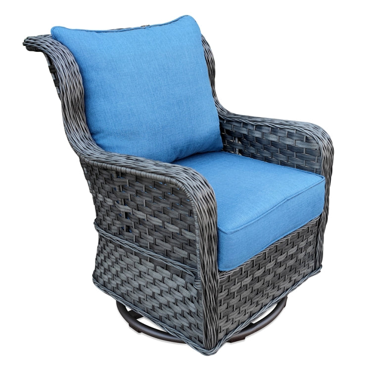 [US Warehouse] 4 in 1 Wicker Woven Double Chair + Coffee Table + 2 Single Chairs Outdoor Furniture Set