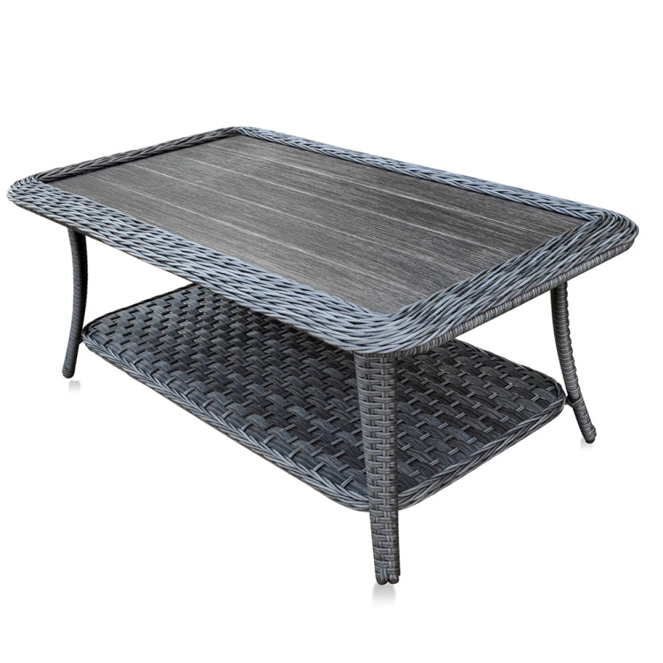 [US Warehouse] 4 in 1 Wicker Woven Double Chair + Coffee Table + 2 Single Chairs Outdoor Furniture Set