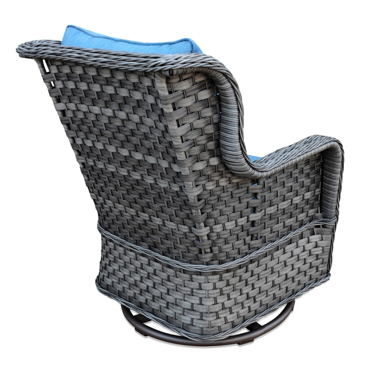 [US Warehouse] 4 in 1 Wicker Woven Double Chair + Coffee Table + 2 Single Chairs Outdoor Furniture Set