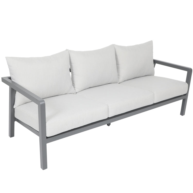 [US Warehouse] 4 in 1 Three-seat Sofa + Coffee Table + 2 Single Sofa Chairs Aluminum Patio Sofa Set