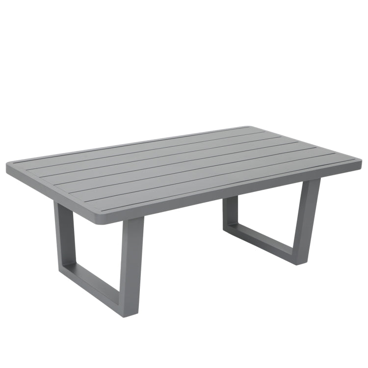 [US Warehouse] 4 in 1 Three-seat Sofa + Coffee Table + 2 Single Sofa Chairs Aluminum Patio Sofa Set