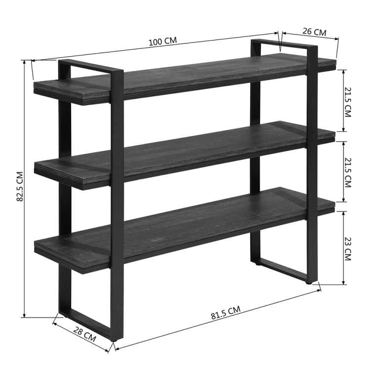 [US Warehouse] Three-layer Metal Bookshelf, Size: 100 x 82.5 x 28cm