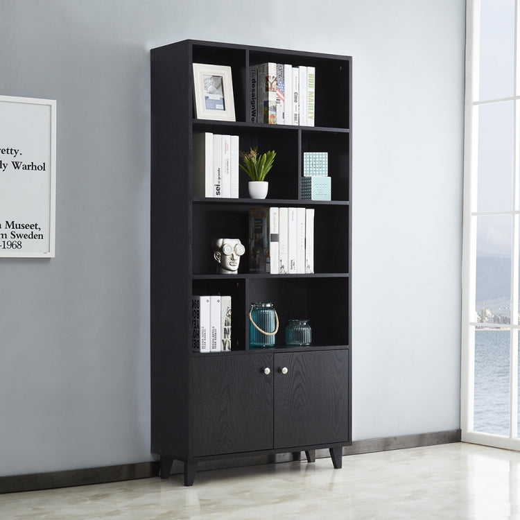 [US Warehouse] 5-layer Wooden Bookshelf with Double Doors, Size: 68 x 31.5 x 12 inch