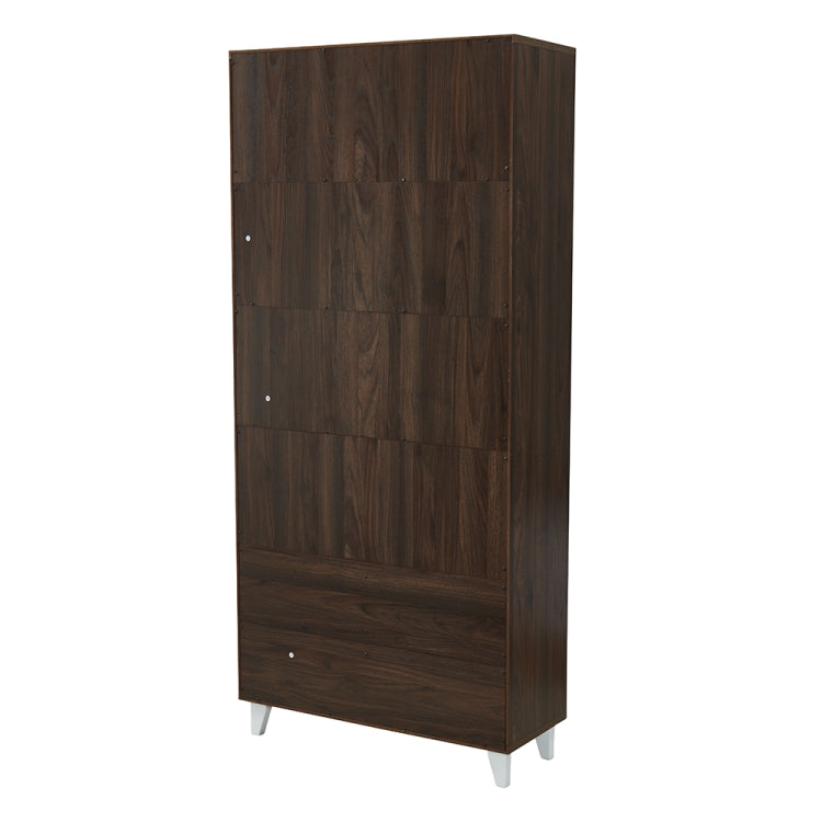 [US Warehouse] 5-layer Wooden Bookshelf with Double Doors, Size: 68 x 31.5 x 12 inch