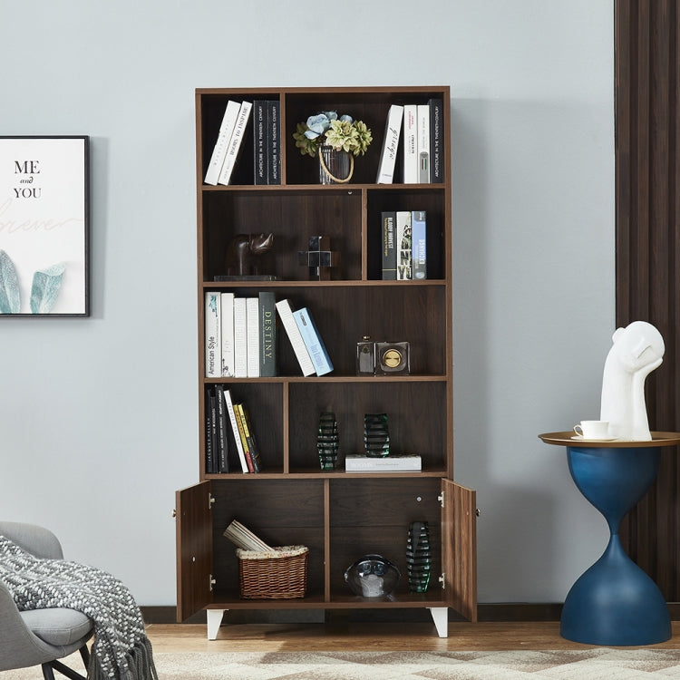 [US Warehouse] 5-layer Wooden Bookshelf with Double Doors, Size: 68 x 31.5 x 12 inch