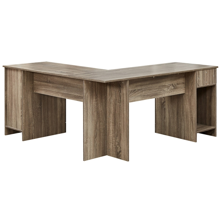 [US Warehouse] L-shaped Office Desk Computer Desk with Storage Shelf, Size: 63.3 x 63.3 x 27.7 inch