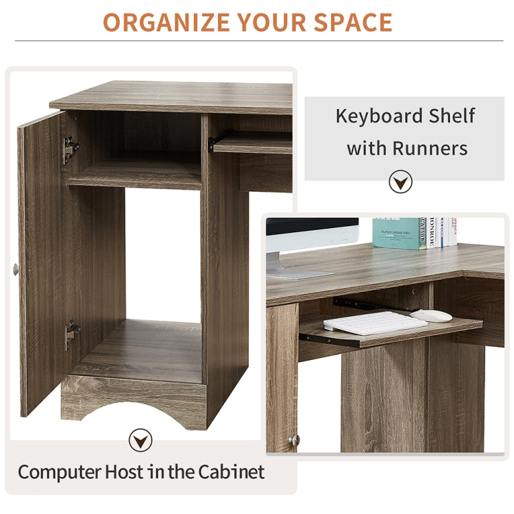 [US Warehouse] L-shaped Office Desk Computer Desk with Storage Shelf, Size: 63.3 x 63.3 x 27.7 inch