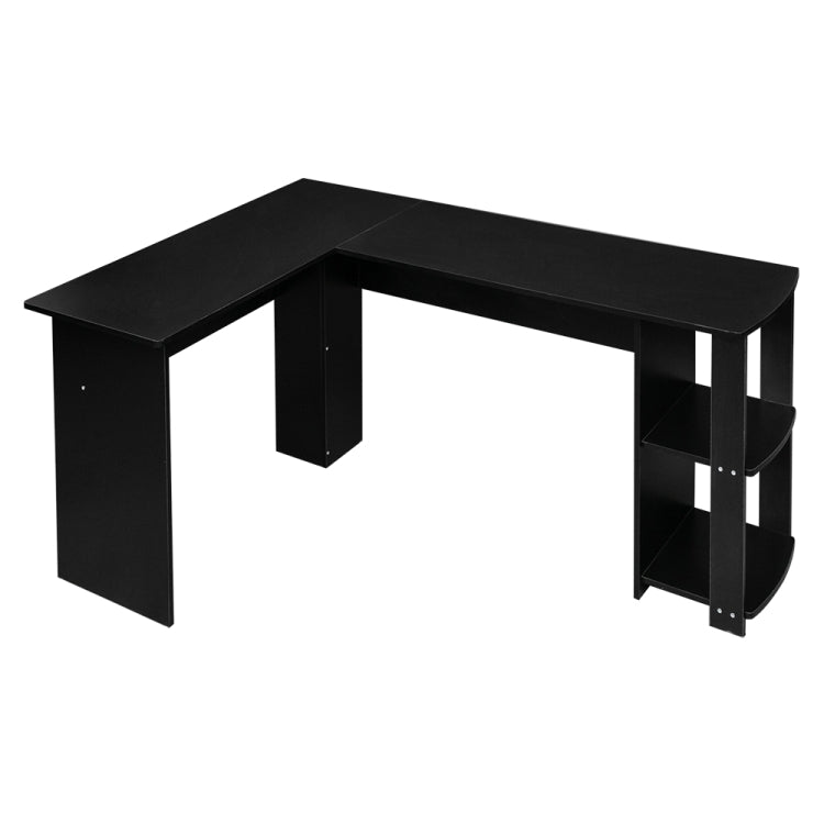 [US Warehouse] L-Shaped Wood Office Computer Desk with Two-layer Bookshelves, Size: 134 x 50 x 70cm