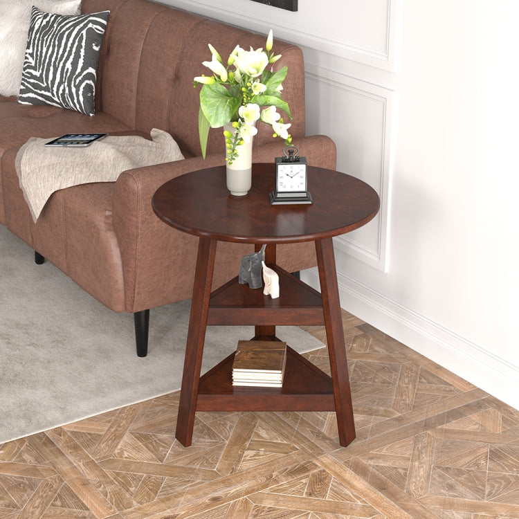 [US Warehouse] American Round Side Table with Ewo Shelves, Size: 26.3 x 22 x 22 inch